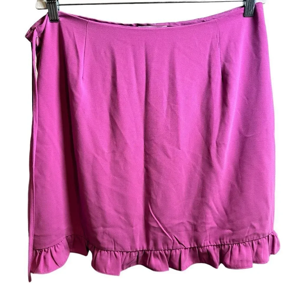 NWOT Kaileigh Women’s Plus Size Pink Faux Wrap Ruffle Short Skirt - Size XXL